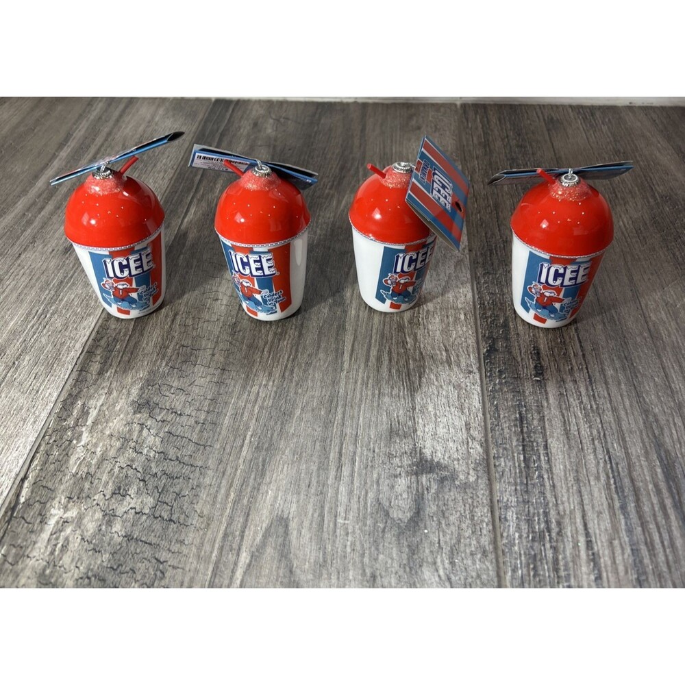 Lot of 4 Holiday Gift Christmas Tree Ornament: ICEE Cup (cold drink) NWT